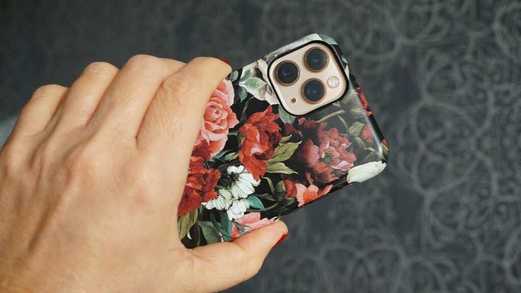 Floral case on an iPhone