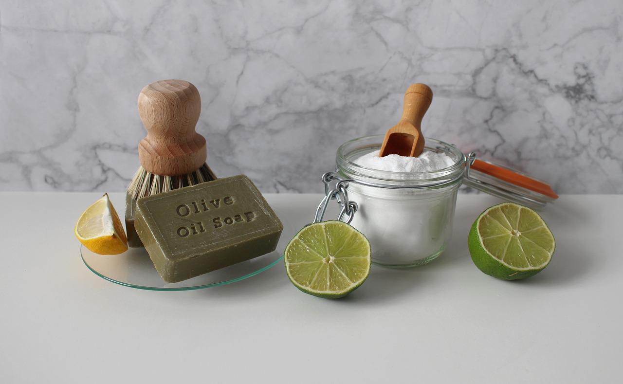 Olive oil soap, lime, and soda